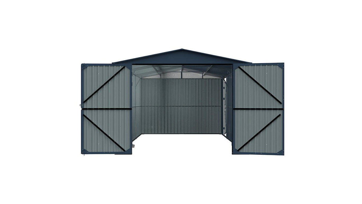 13'x20' Plus Upgraded Metal Shed w/ Double Front Doors & Side Entry Door - Home Outpost Supply