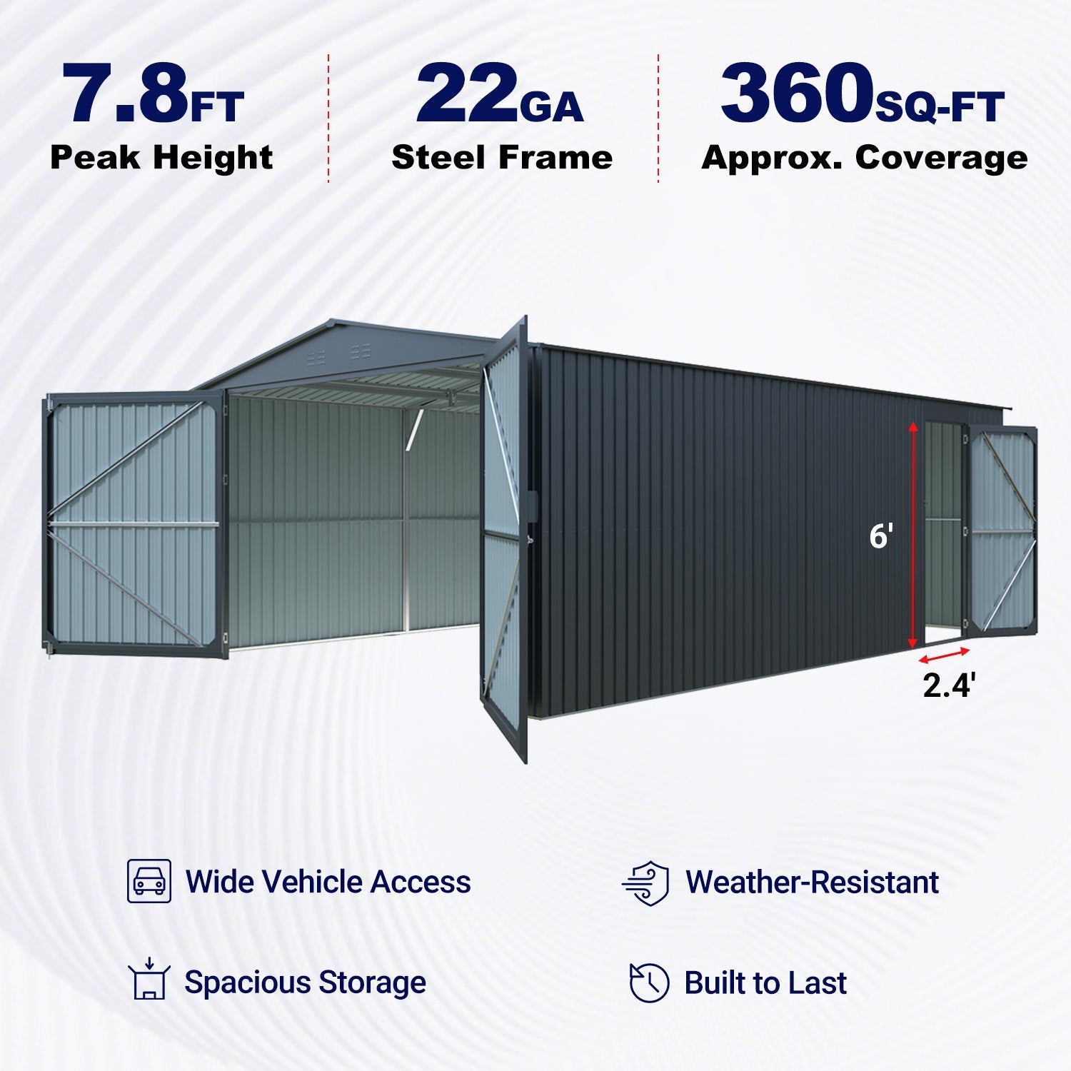 13'x20' Upgraded Metal Shed with Double Doors and Side Entry