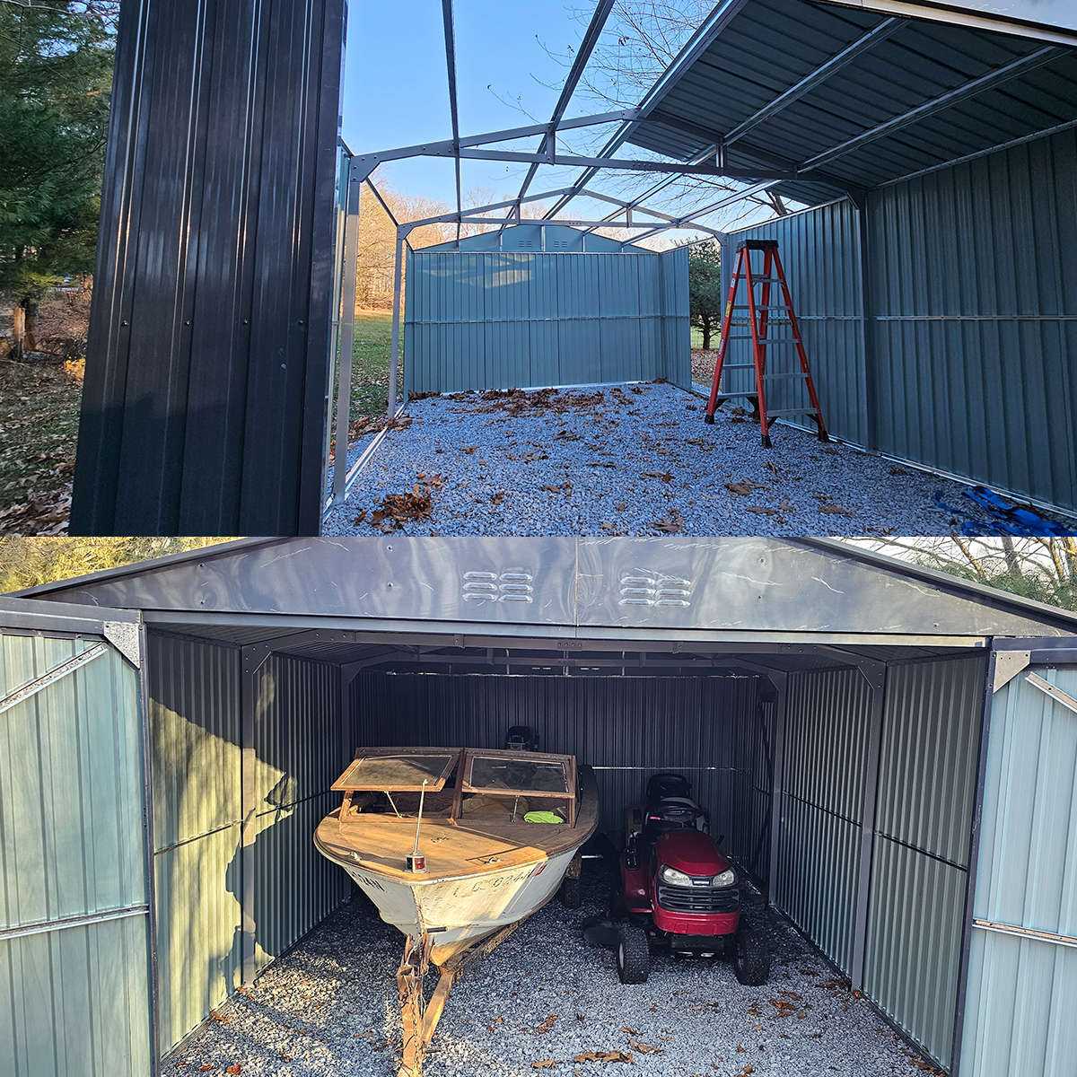 13'x20' Plus Upgraded Metal Shed w/ Double Front Doors & Side Entry Door - Home Outpost Supply