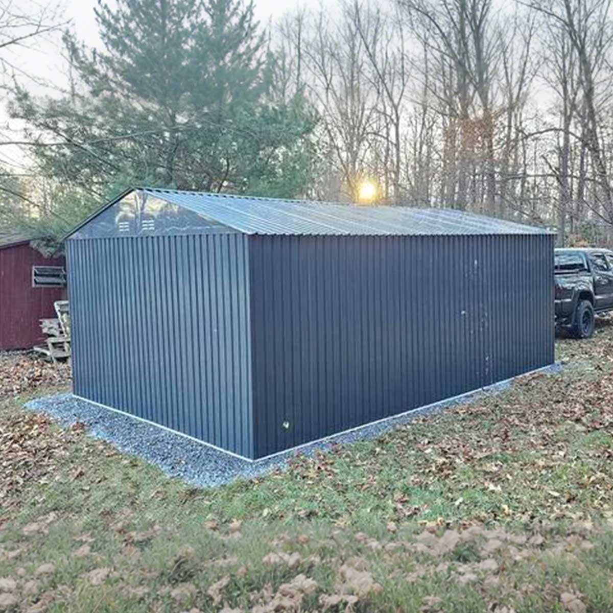 13'x20' Plus Upgraded Metal Shed w/ Double Front Doors & Side Entry Door - Home Outpost Supply