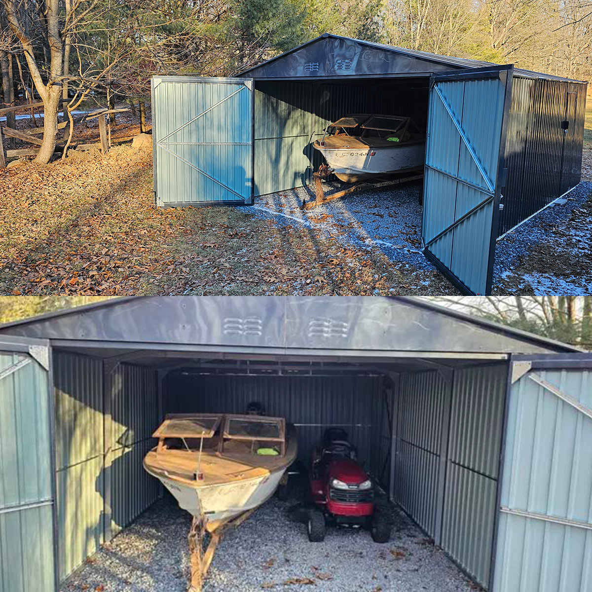 13'x20' Plus Upgraded Metal Shed w/ Double Front Doors & Side Entry Door - Home Outpost Supply