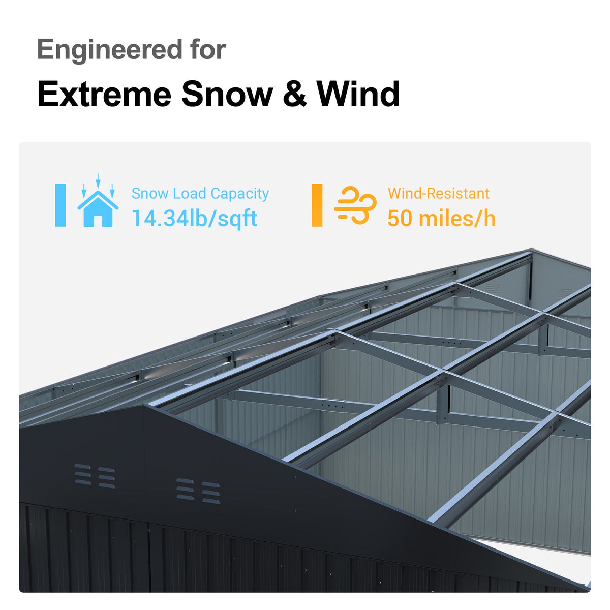 20' x 13' Metal Storage Shed with Skylight & Side Entry Door