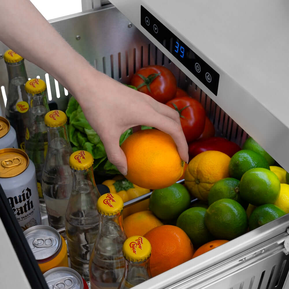 ZLINE 24" Touchstone 168 Can Outdoor-Rated Dual Refrigerator Drawer, Matte Black, RDSOZ-ST-24-MB