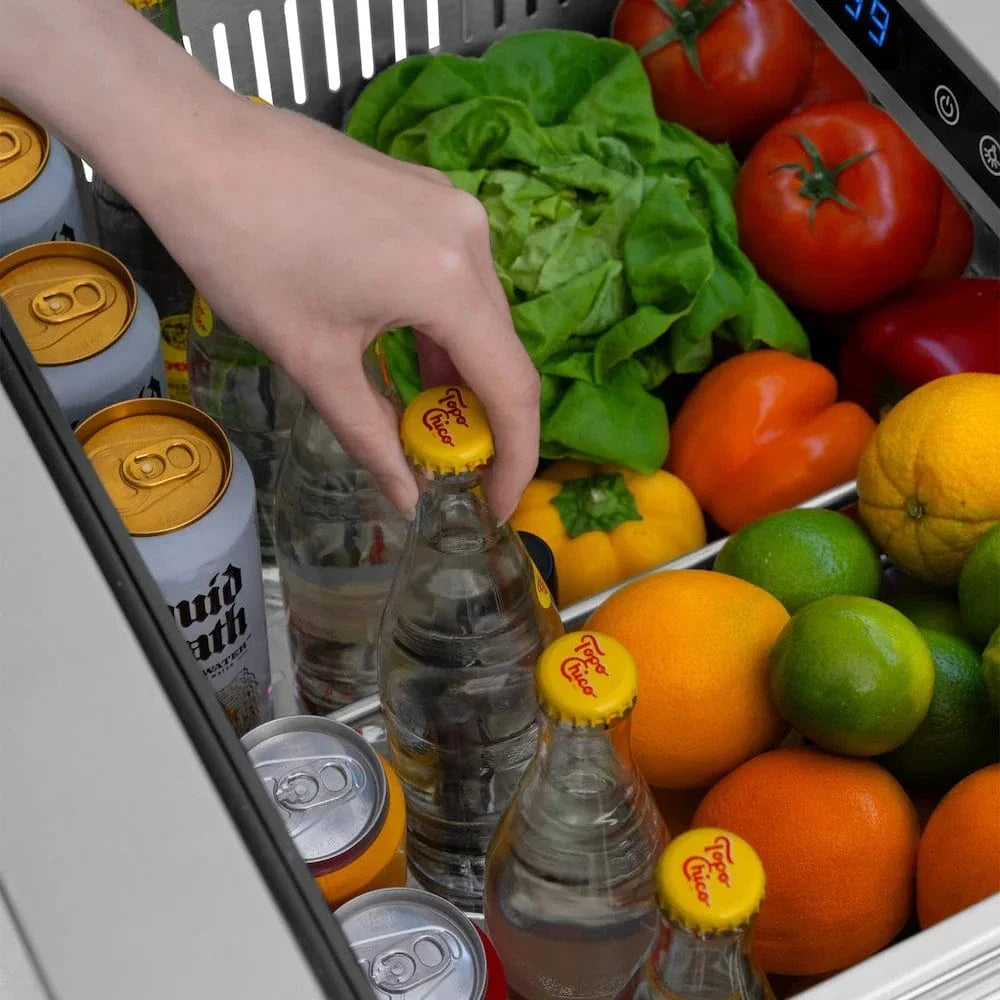 ZLINE 24" Touchstone 168 Can Outdoor-Rated Dual Refrigerator Drawer, Stainless Steel, RDSO-ST-24