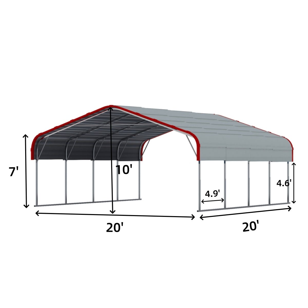 20x20 ft Outdoor Metal Carport - Home Outpost Supply