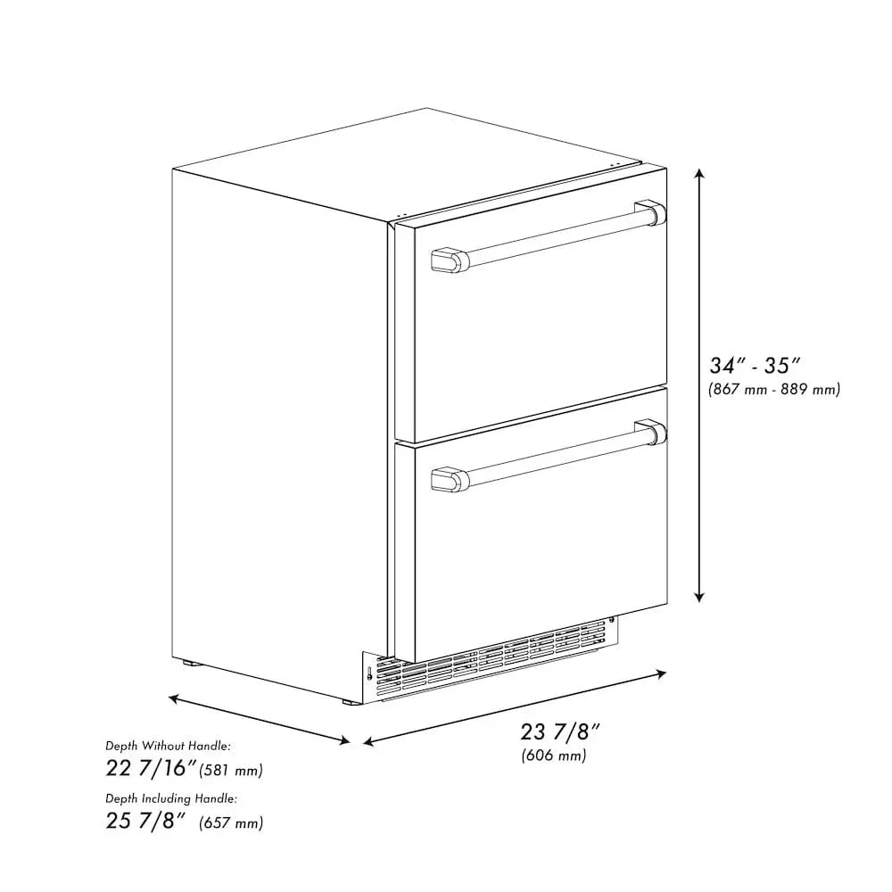ZLINE 24" Touchstone 168 Can Outdoor-Rated Dual Refrigerator Drawer, Stainless Steel, RDSO-ST-24