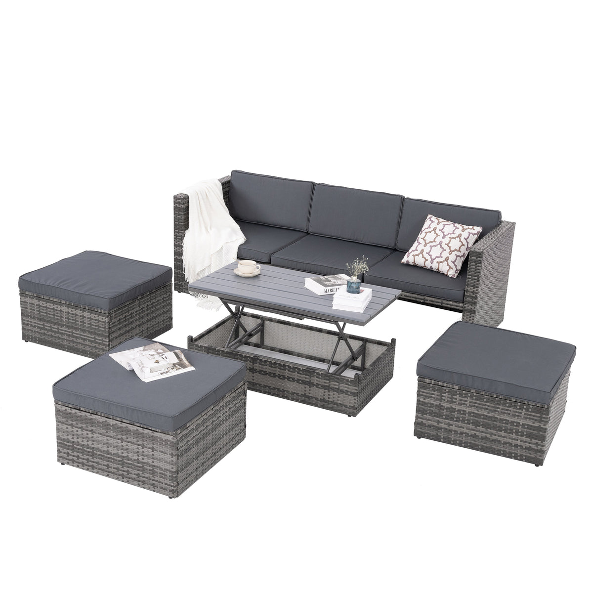 Phttps://shopifyfile.oss-accelerate.aliyuncs.com/attached/image/202403/0933B88623F8456F2D133908FF9A8C79.jpgatio Furniture, Outdoor Furniture, Seasonal PE Wicker Furniture,5 Set Wicker Furniture With Plywood Coffee Table