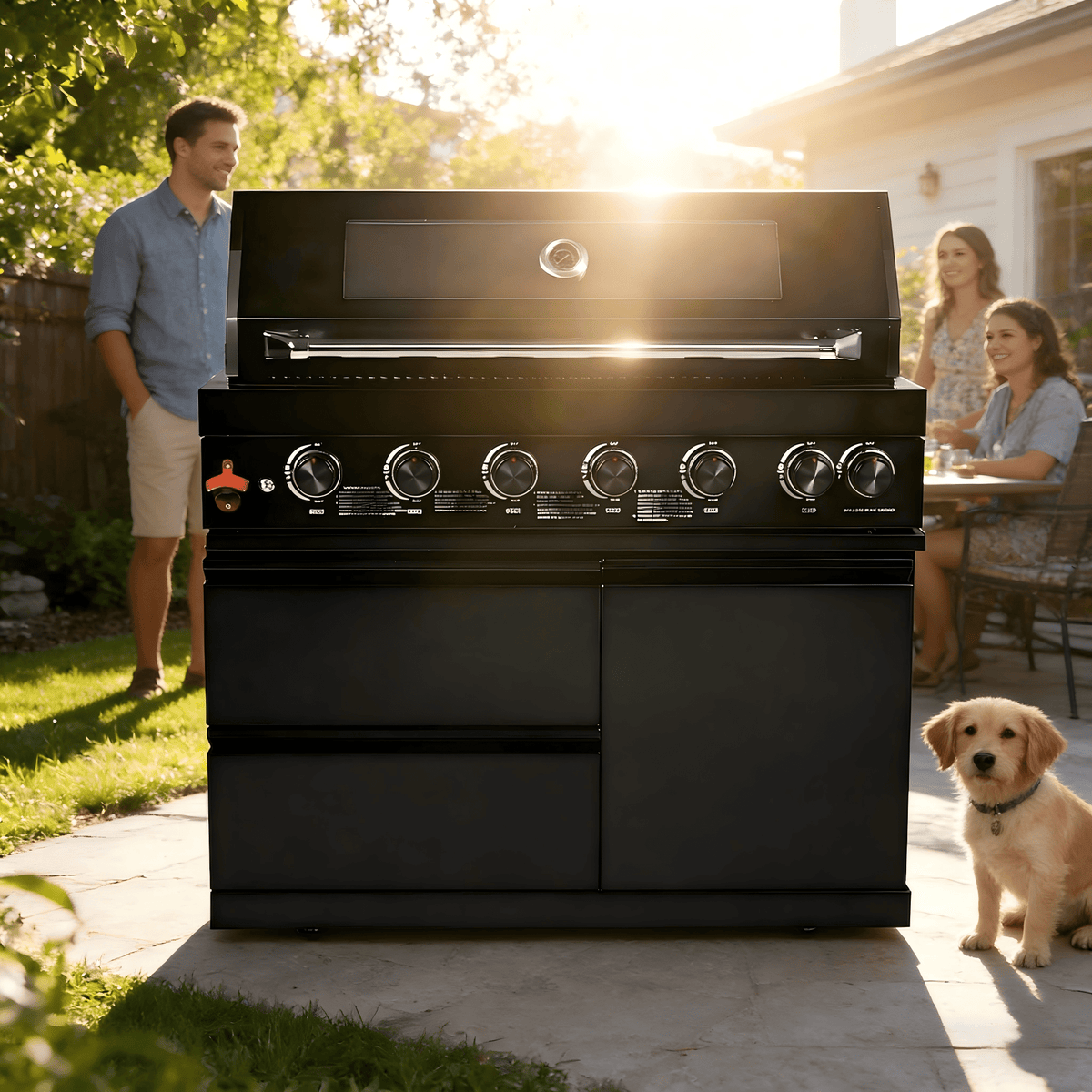 43" Black Six Burners Outdoor Kitchen Island Grill - Home Outpost Supply