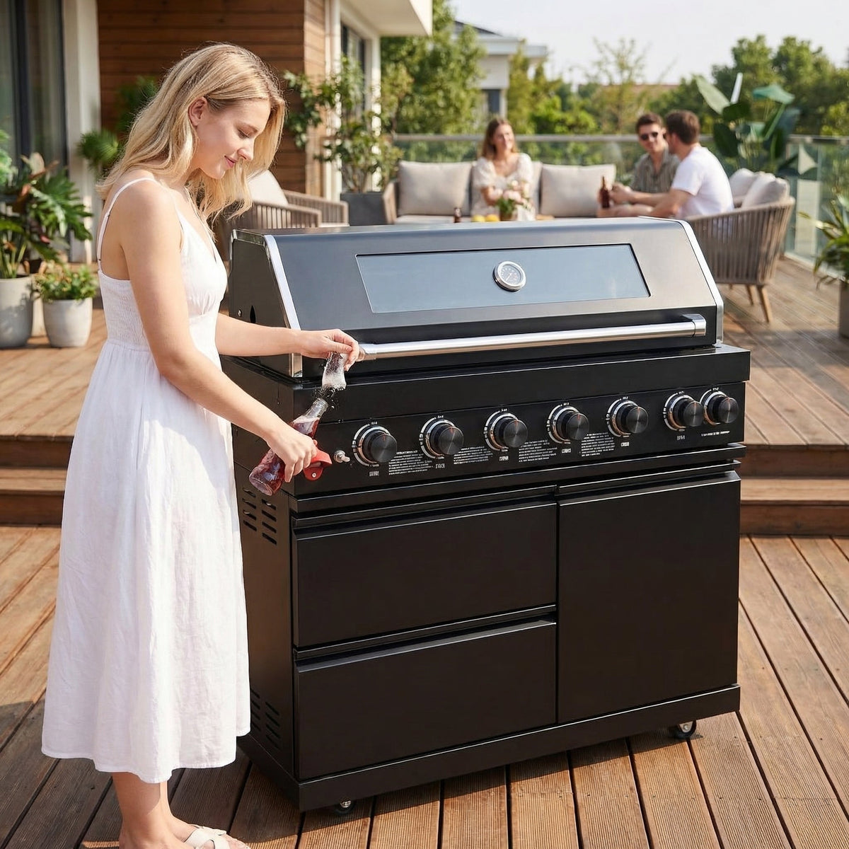 43" Black Six Burners Outdoor Kitchen Island Grill - Home Outpost Supply