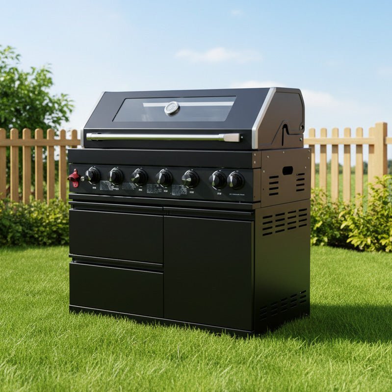 43" Black Six Burners Outdoor Kitchen Island Grill - Home Outpost Supply