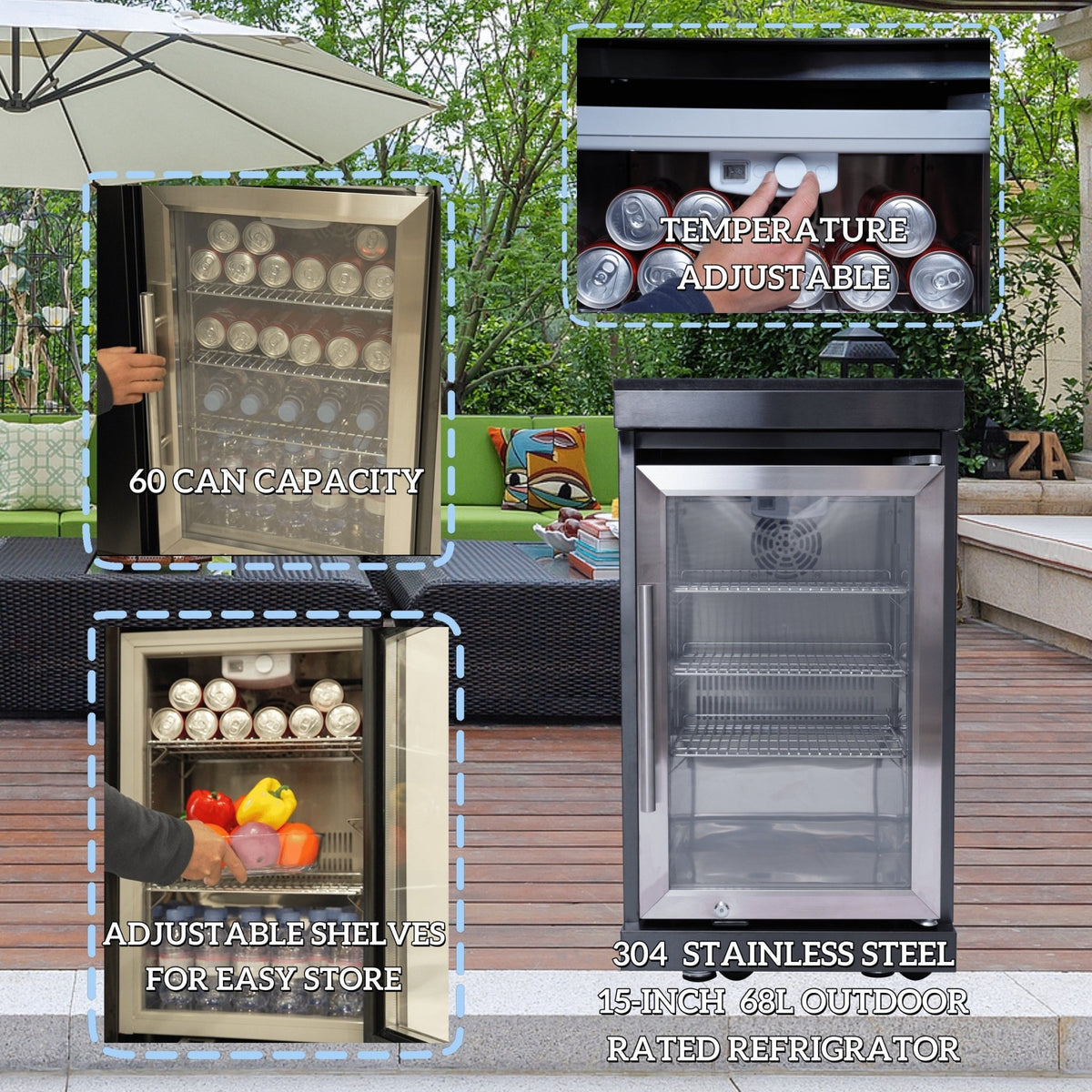 65" 4-Burner 72,000 BTU Black Outdoor Kitchen Island Grill + Wine Cooler + Rotisserie Kit - Home Outpost Supply