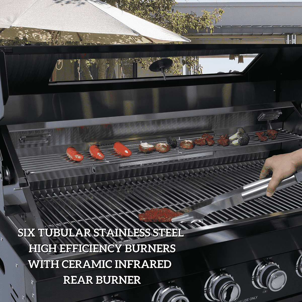 65" 4-Burner 72,000 BTU Black Outdoor Kitchen Island Grill + Wine Cooler + Rotisserie Kit - Home Outpost Supply