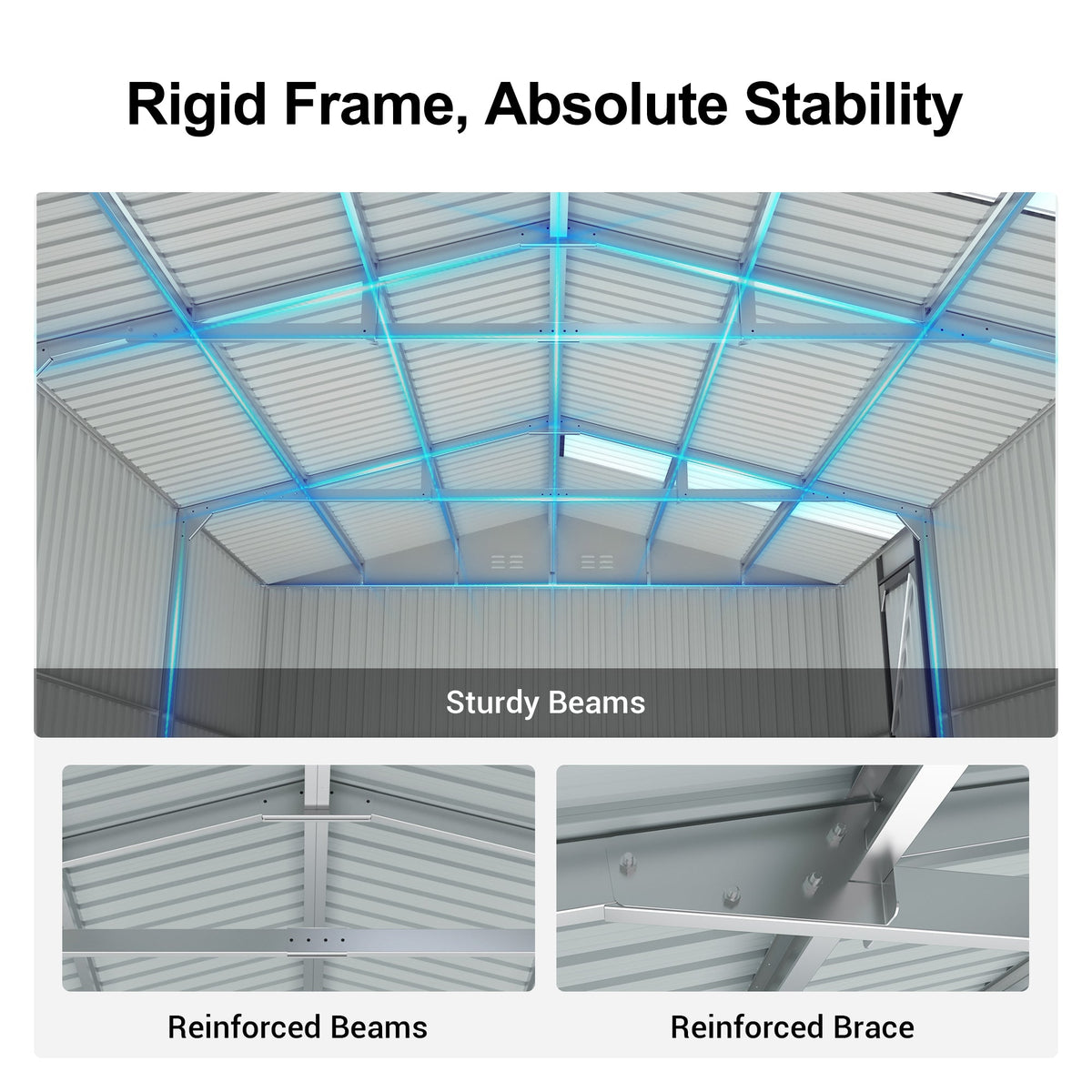 20' x 13' Metal Storage Shed with Skylight & Side Entry Door