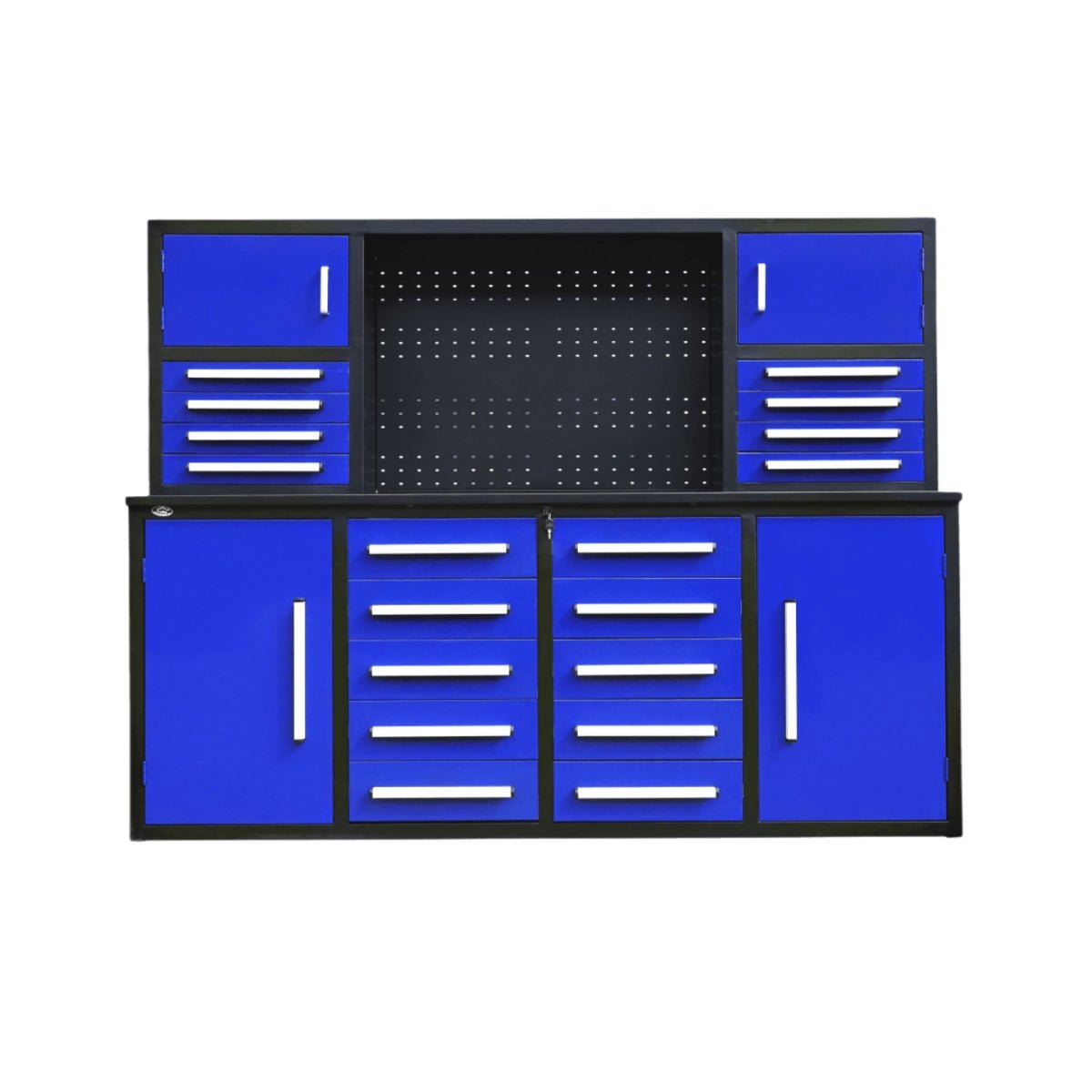 7 ft Garage Workbench Cabinet (18 Drawers & 4 Cabinets & Pegboard) - Home Outpost Supply