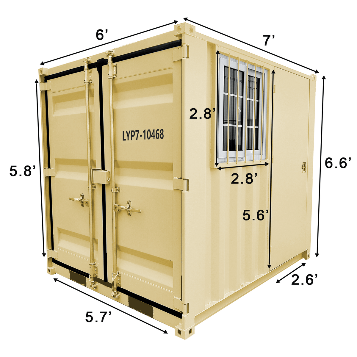 7ft Corten Steel Storage Container with Side Door, Window & Lockbox