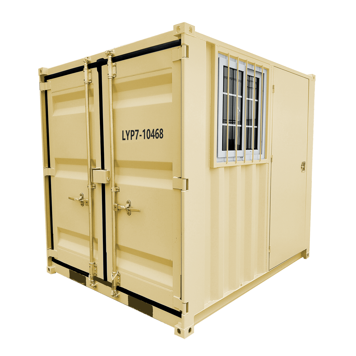 7ft Corten Steel Storage Container with Side Door, Window & Lockbox