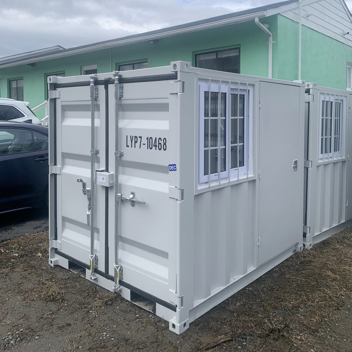 7ft Corten Steel Storage Container with Side Door, Window & Lockbox