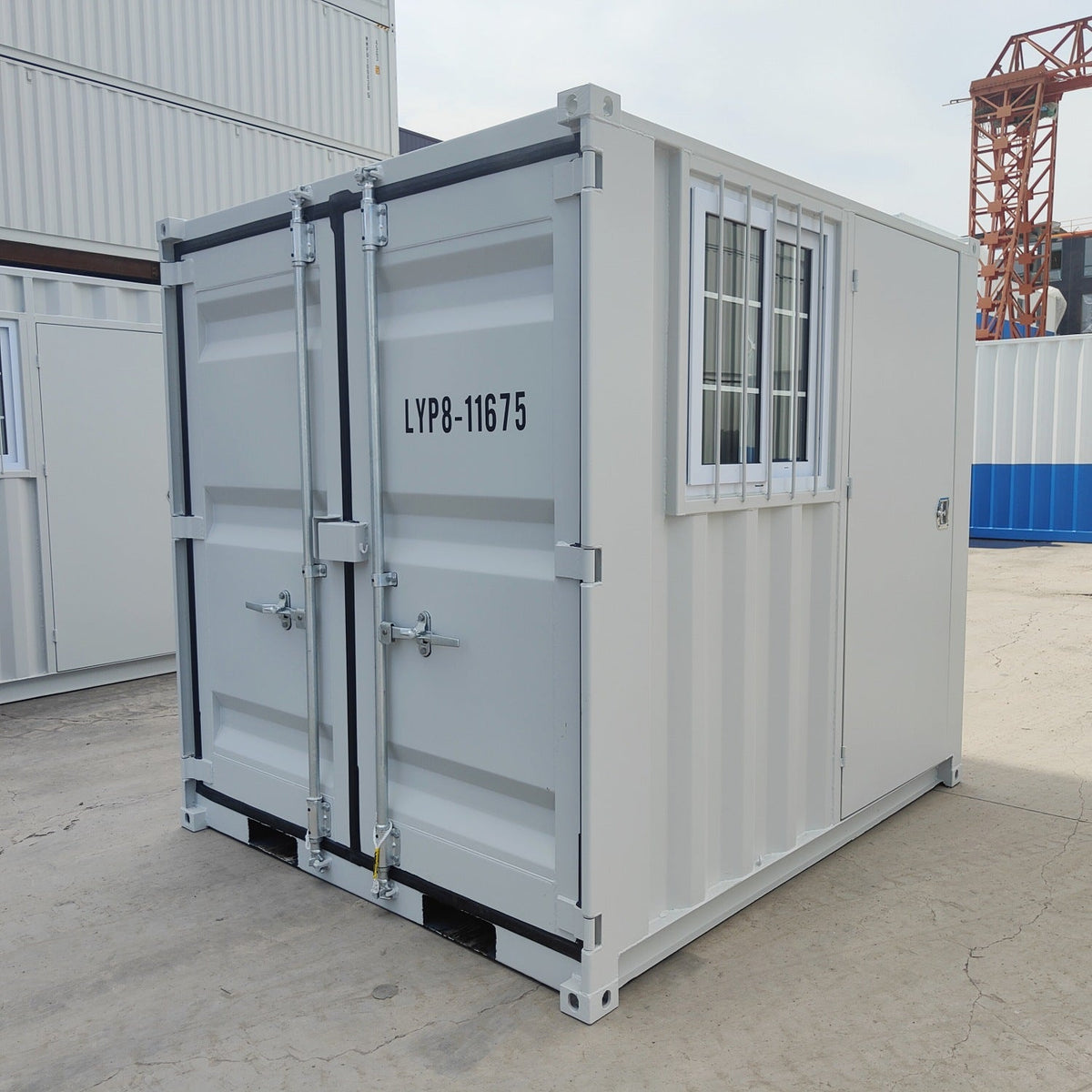 7ft Corten Steel Storage Container with Side Door, Window & Lockbox