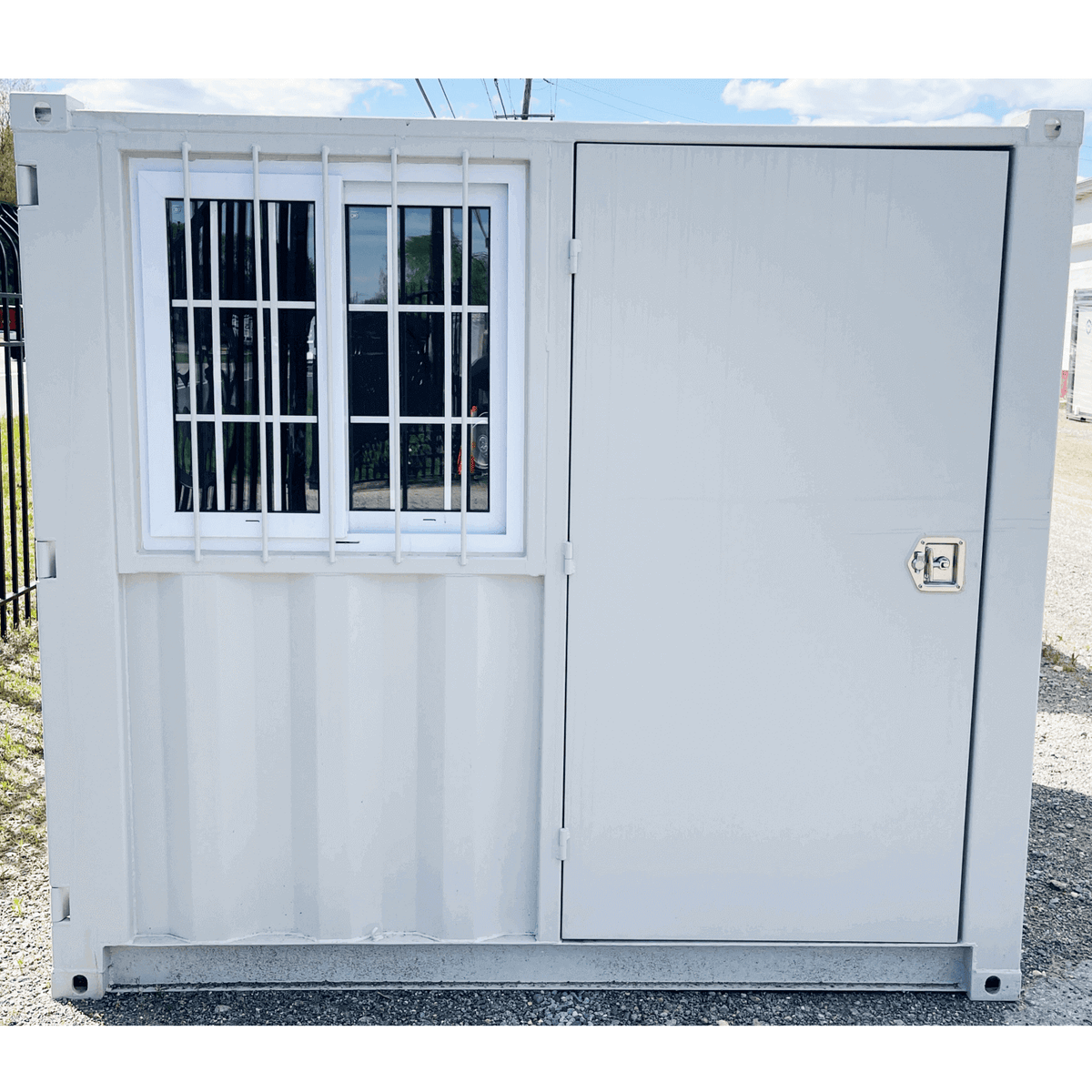 7ft Corten Steel Storage Container with Side Door, Window & Lockbox