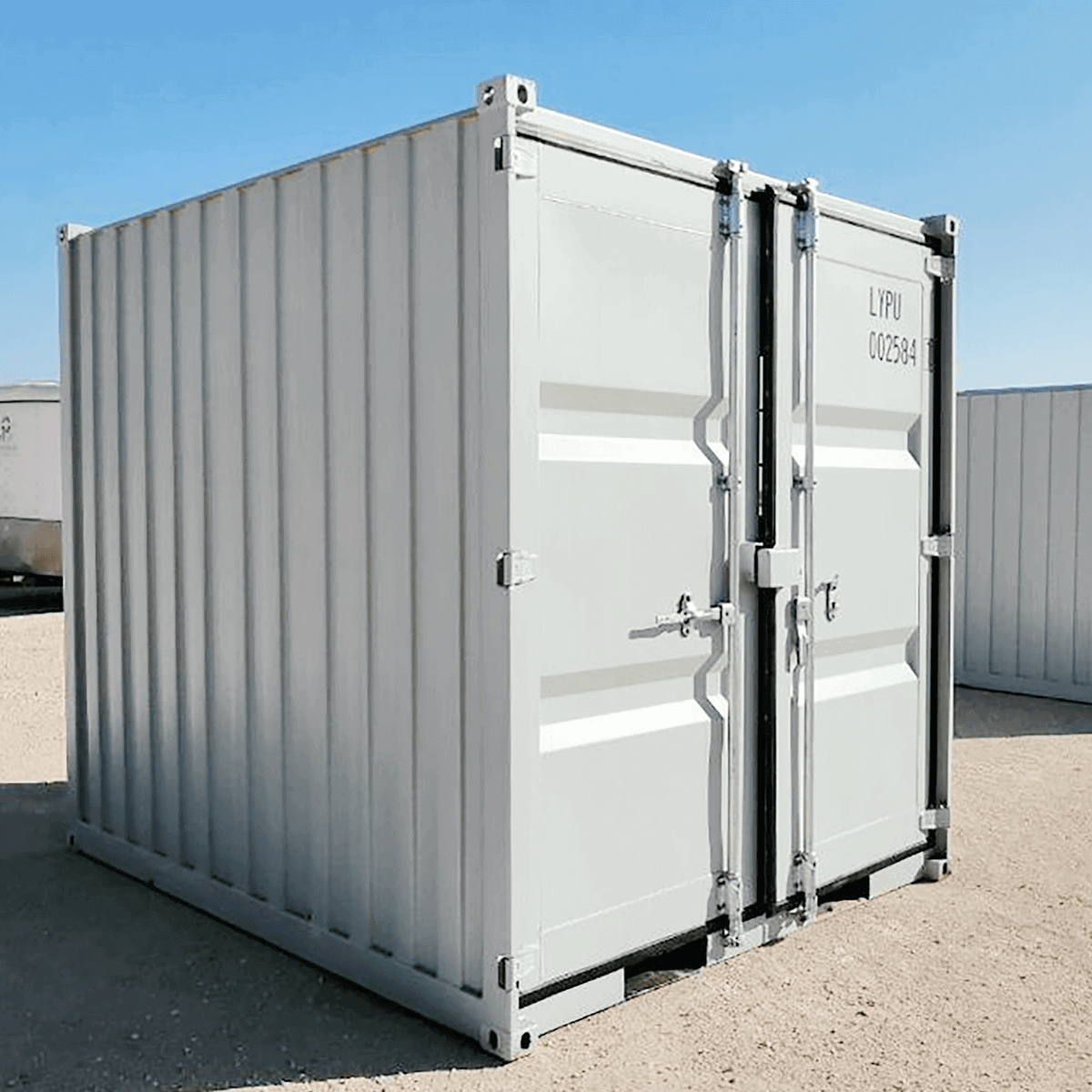 7ft Corten Steel Storage Container with Side Door, Window & Lockbox