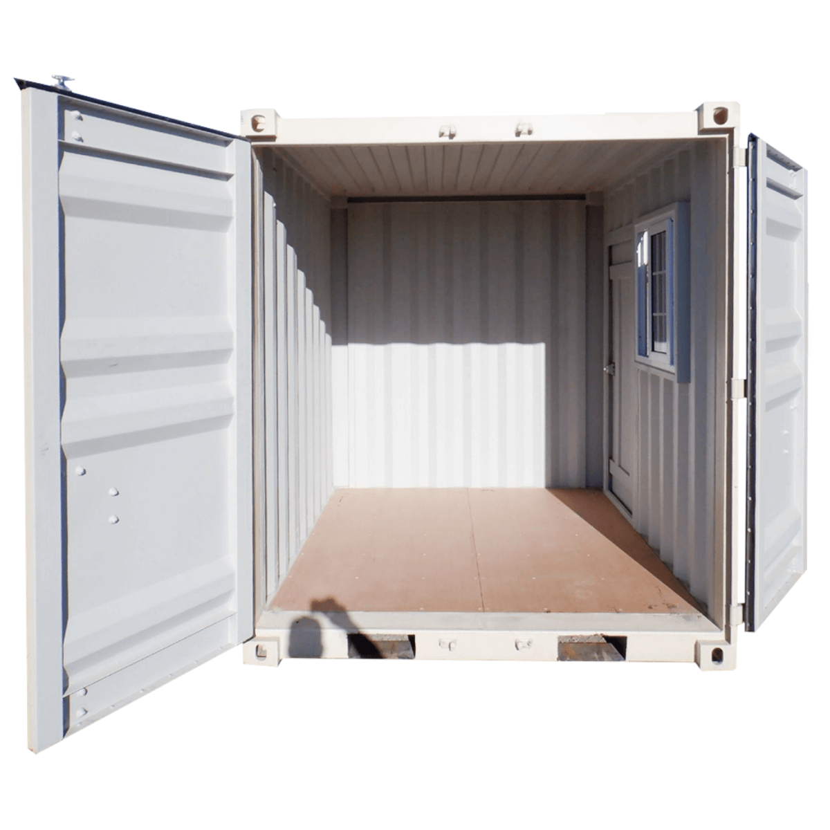 7ft Corten Steel Storage Container with Side Door, Window & Lockbox