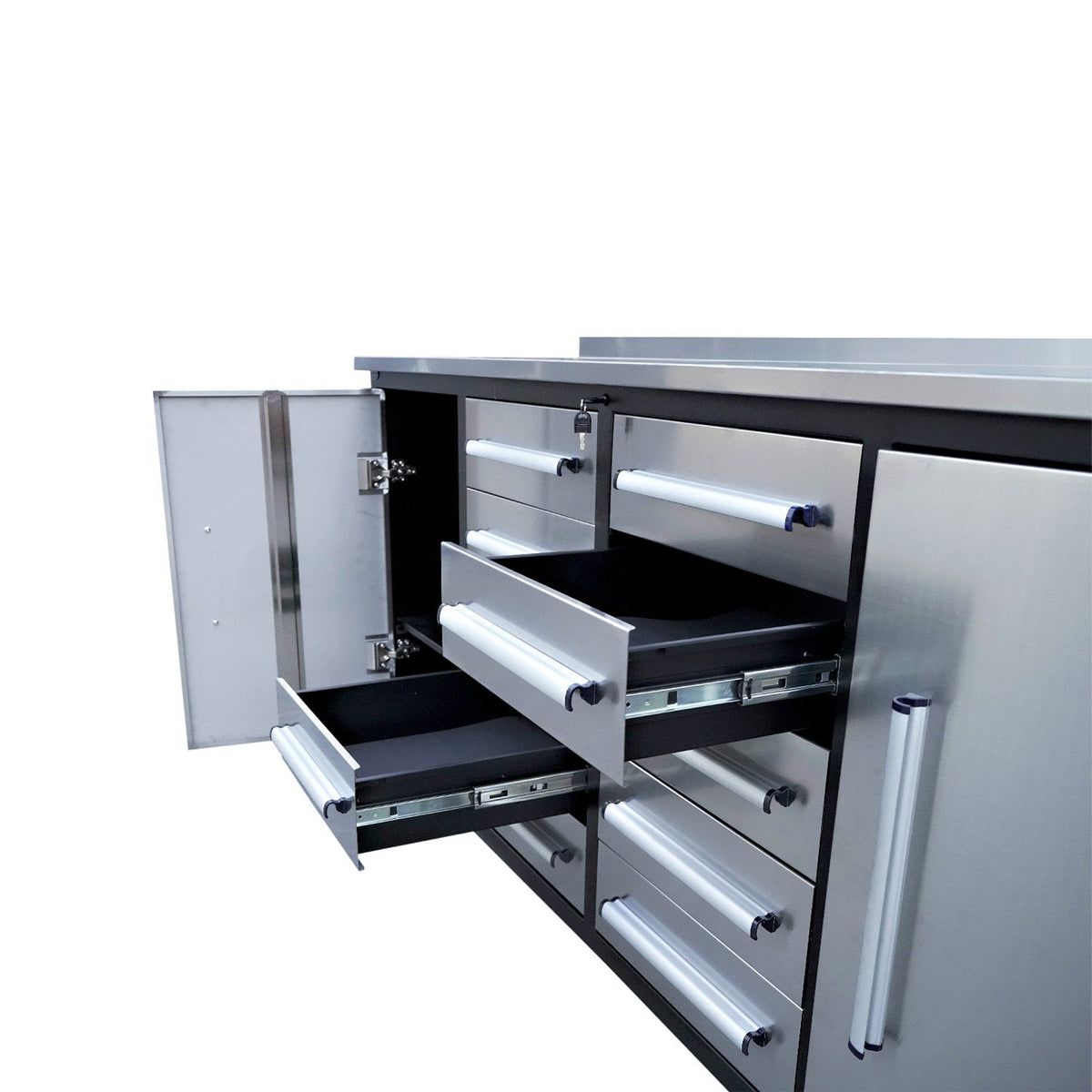 7ft Heavy Duty Workbench with 10 Drawers & 2 Cabinets - Home Outpost Supply