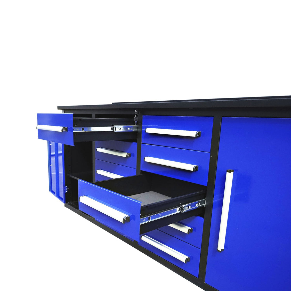 7ft Heavy Duty Workbench with 10 Drawers & 2 Cabinets - Home Outpost Supply