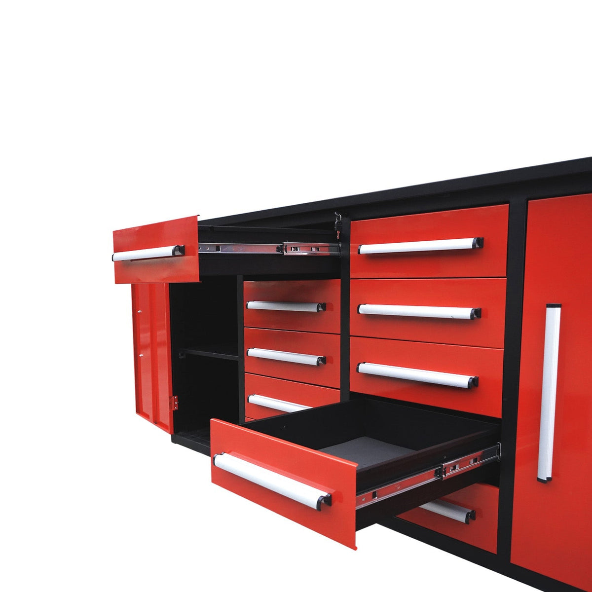 7ft Heavy Duty Workbench with 10 Drawers & 2 Cabinets - Home Outpost Supply