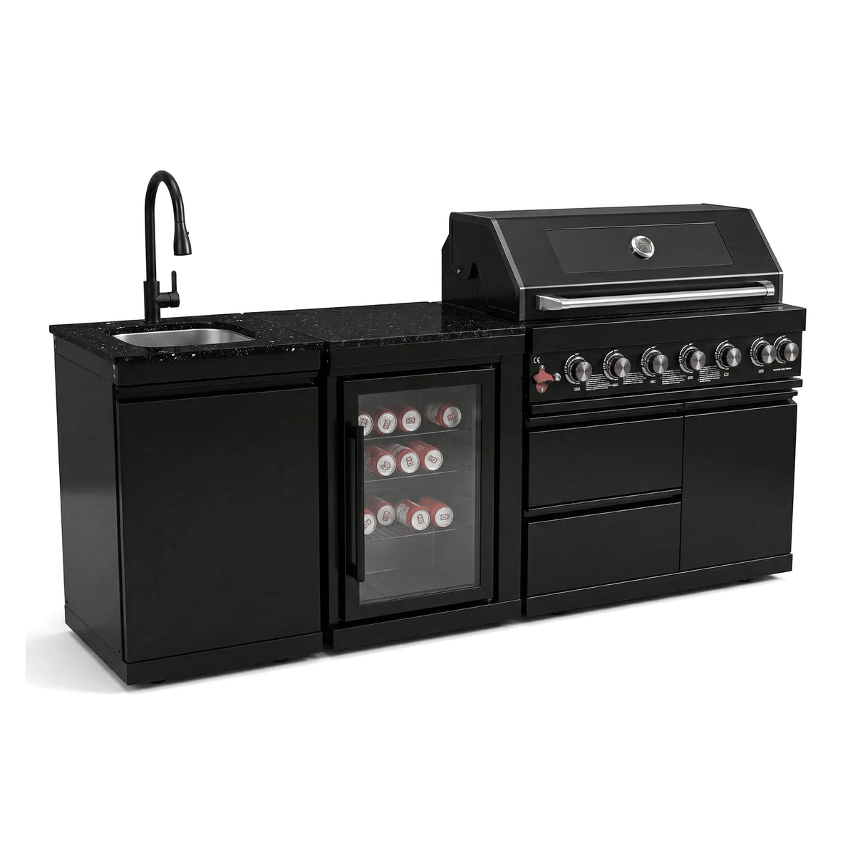 82" 6-Burner 85,000 BTU Gas Outdoor Kitchen Island Grill Stainless Steel Sink Wine Cooler - Home Outpost Supply