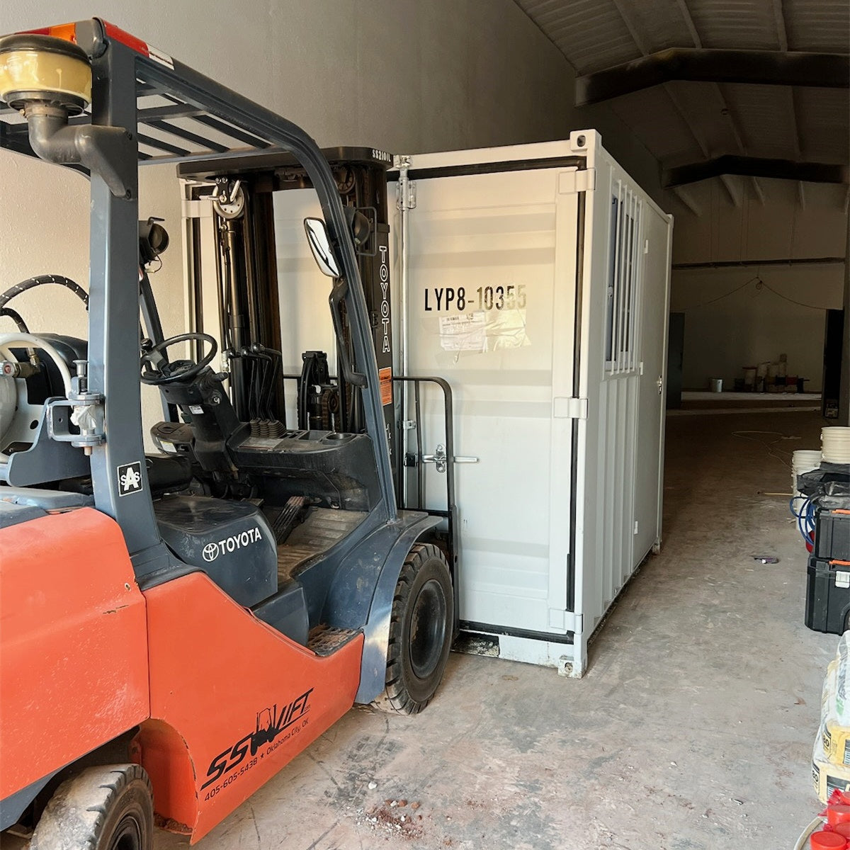 8ft Corten Steel Storage Container with Side Door, Window & Lockbox