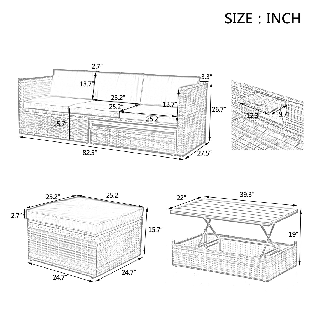 Phttps://shopifyfile.oss-accelerate.aliyuncs.com/attached/image/202403/0933B88623F8456F2D133908FF9A8C79.jpgatio Furniture, Outdoor Furniture, Seasonal PE Wicker Furniture,5 Set Wicker Furniture With Plywood Coffee Table