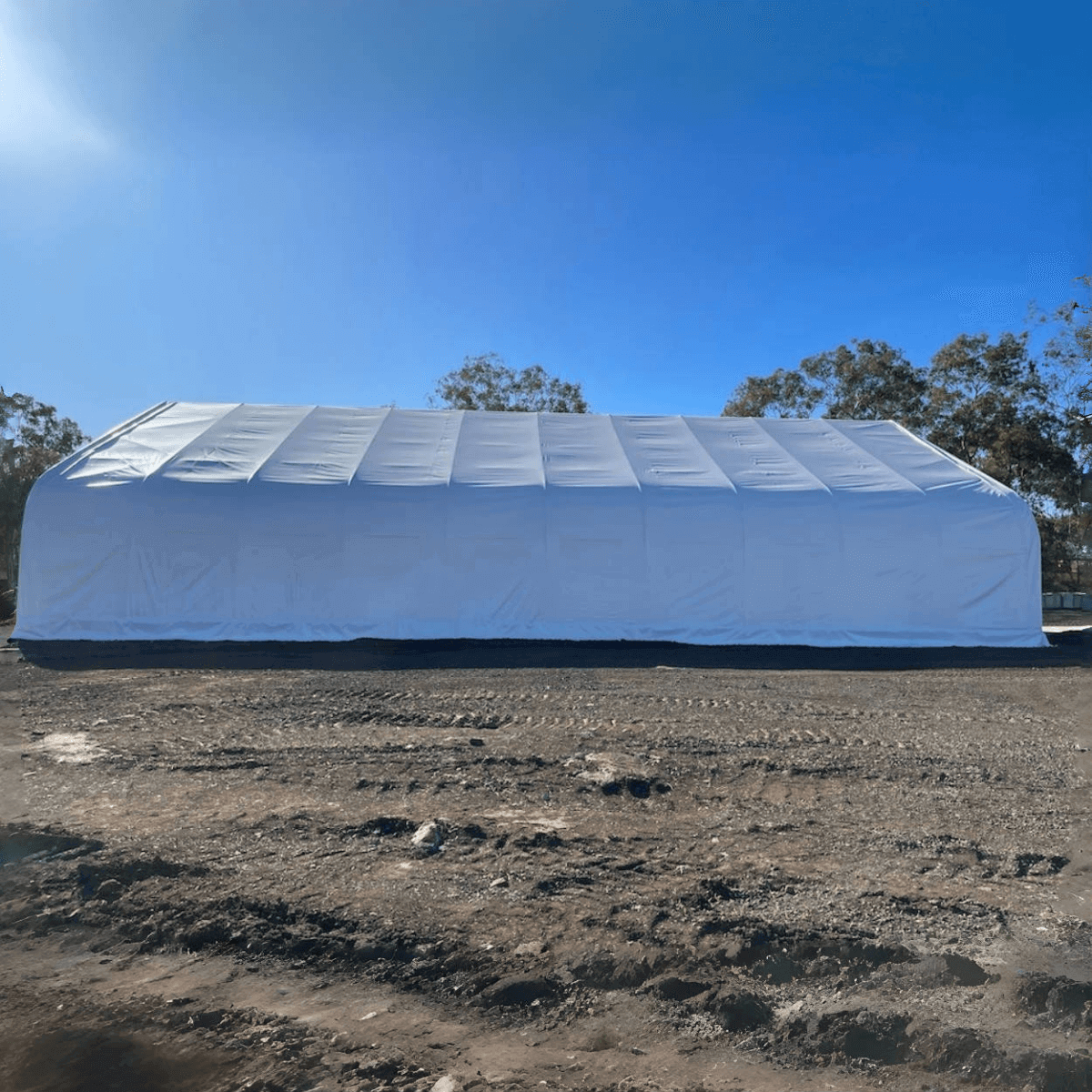 W50'xL100'xH23' Double Truss Storage Shelter