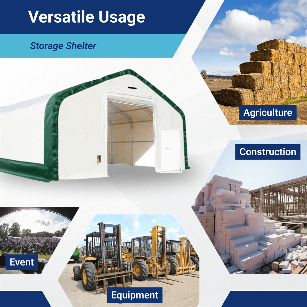 W40'xL80'xH23' Double Truss Storage Shelter