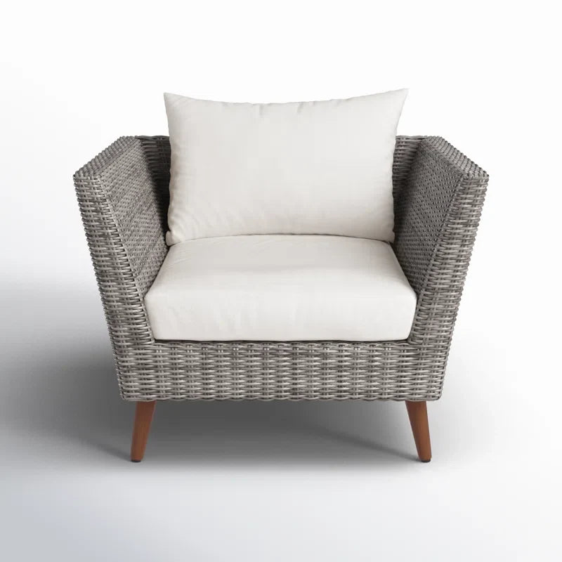 Panther Outdoor Wicker Seating Set with FSC Eucalyptus Wood & Cushions