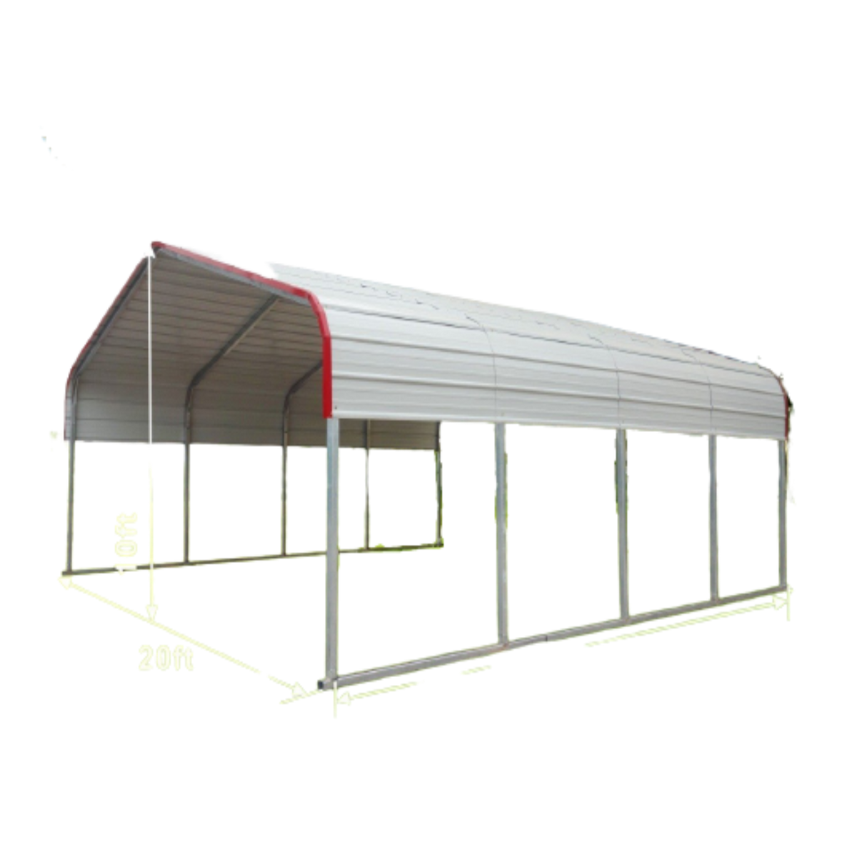 Golden Mount Classic steel carport with galvanized metal roof and open-frame design