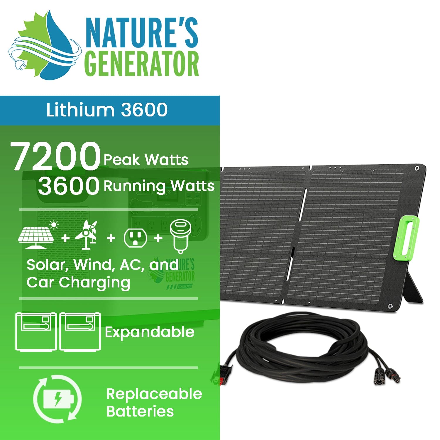 Nature's Generator Lithium 3600 Solar Generator