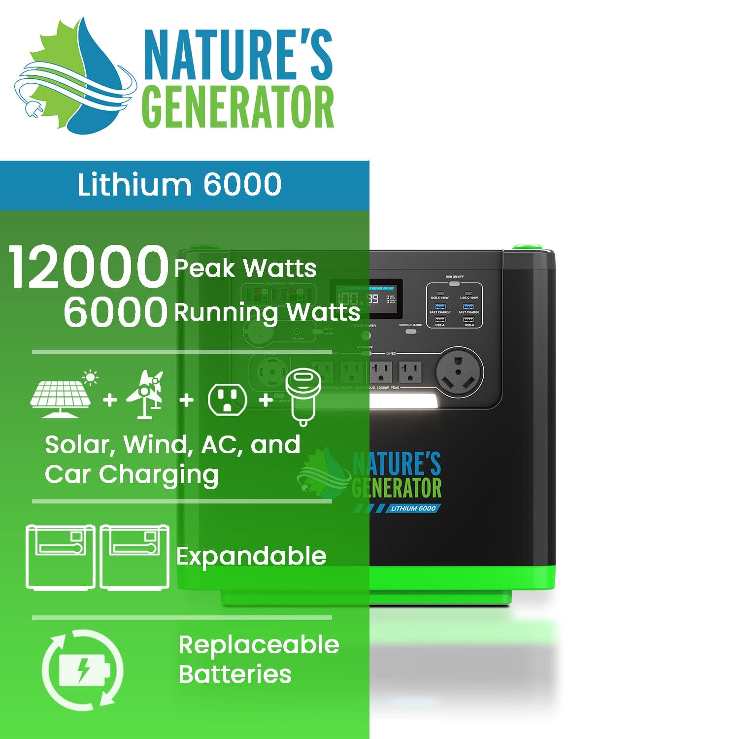 Nature's Generator Lithium 6000 Power Station