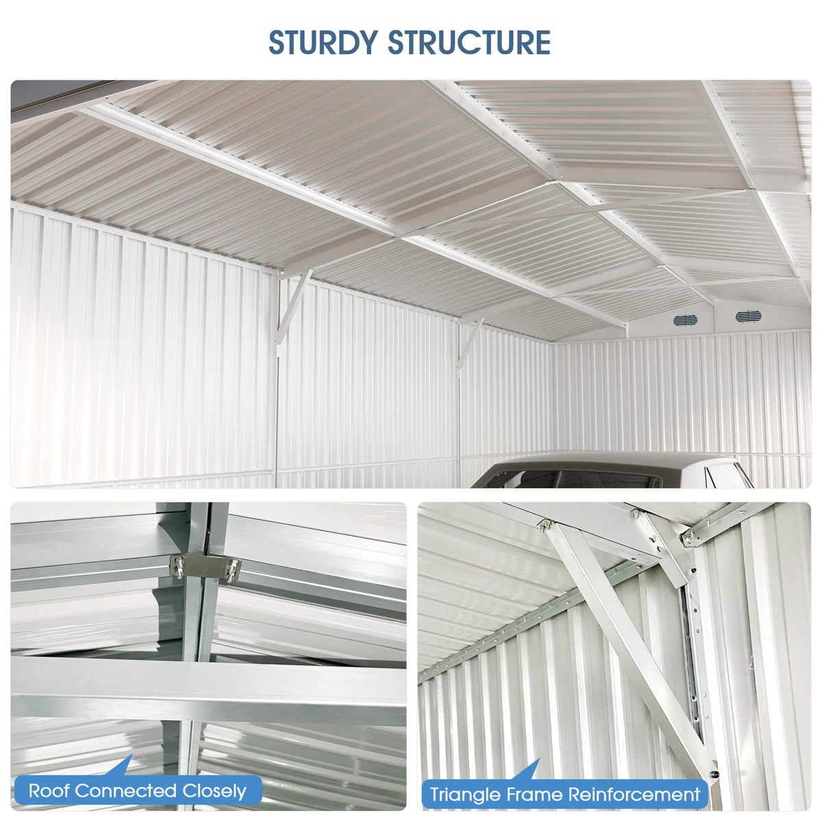 10' x 20' Metal Storage Shed with Double Front & Side Entry Doors