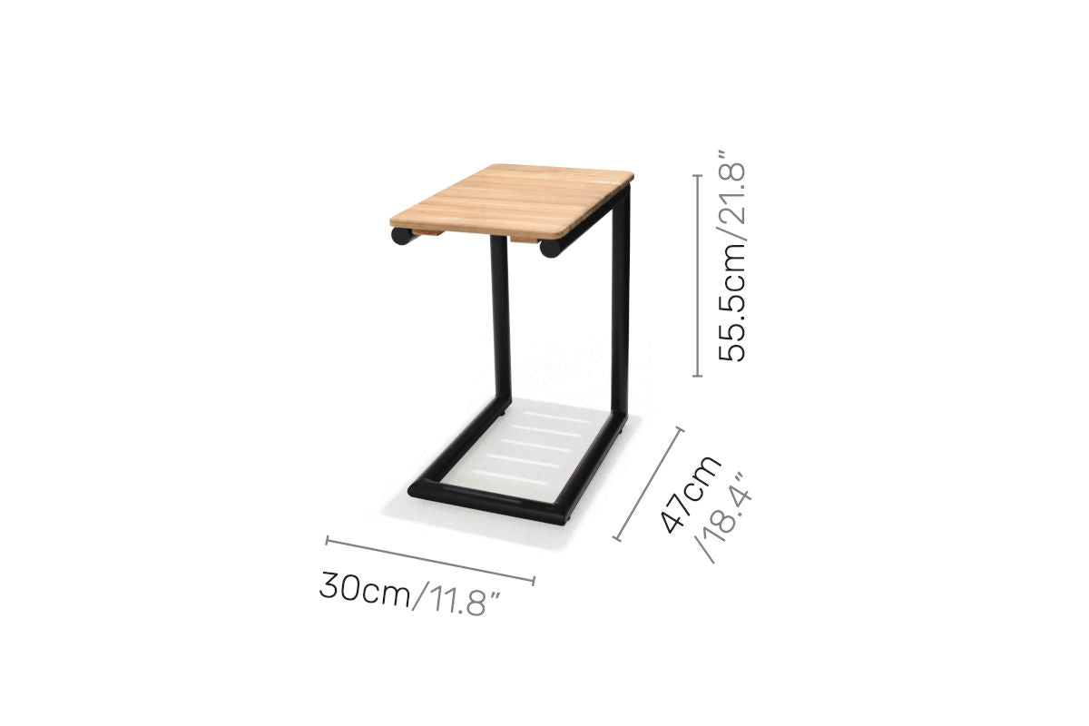 Portals Dark Outdoor 2-Seater Sofa & C-Shaped Teak Side Table Set