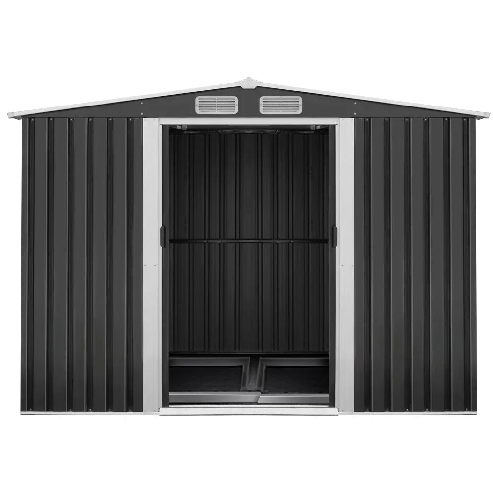 Giantz 8.5' x 12.8' Metal Garden Shed with Sliding Doors & Base Frame