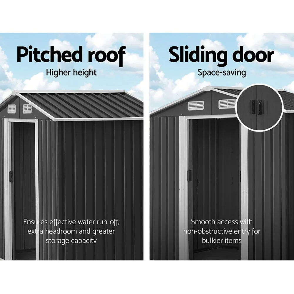 Giantz 8.5' x 12.8' Metal Garden Shed with Sliding Doors & Base Frame