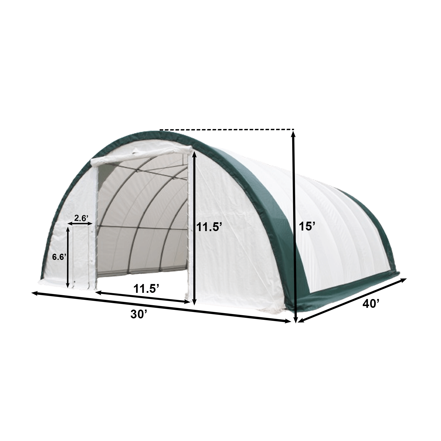 W30'xL40'xH15' Single Truss Arch Storage Shelter