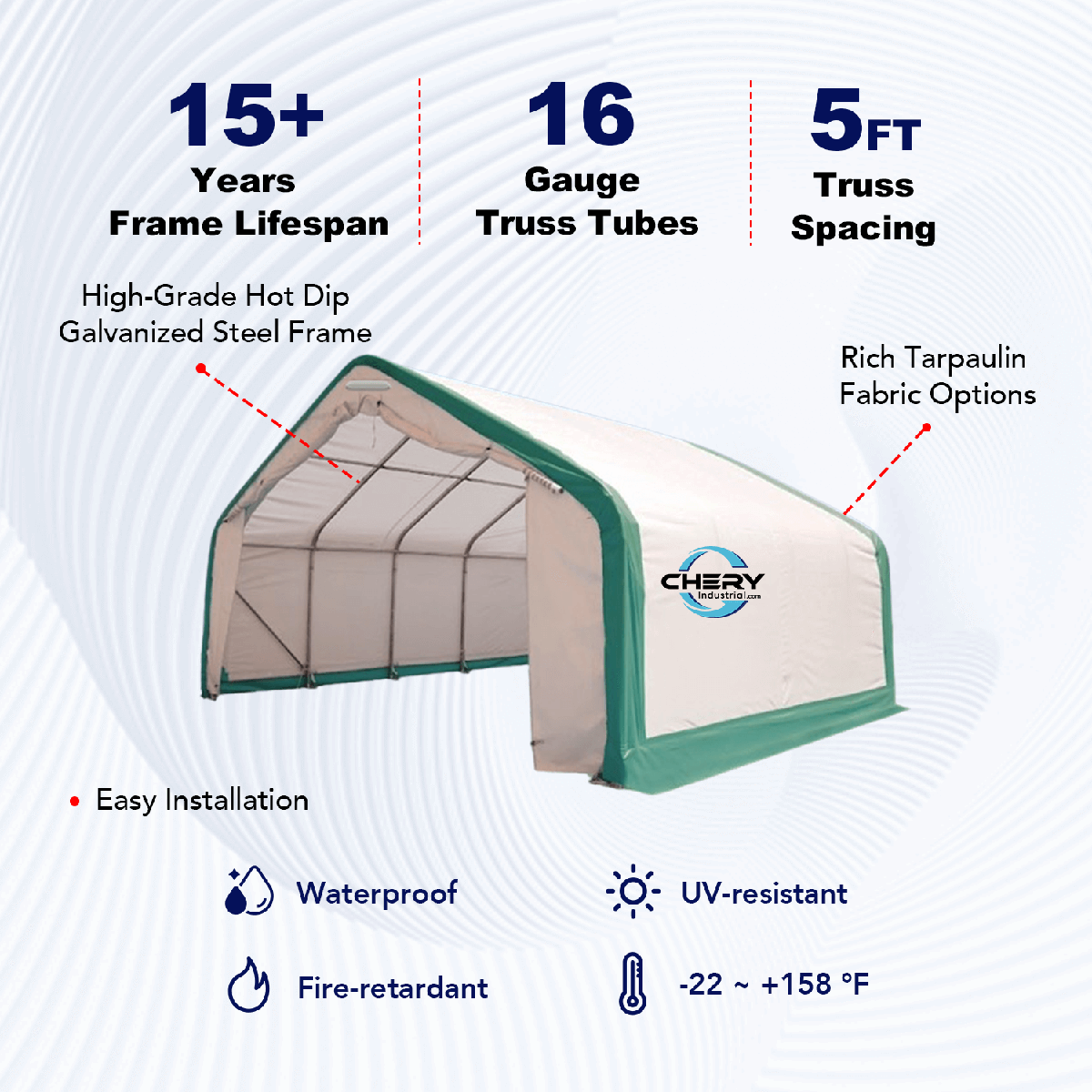 Gold Mountain 20' x 20' Single Truss Storage Shelter – 12' High, PVC