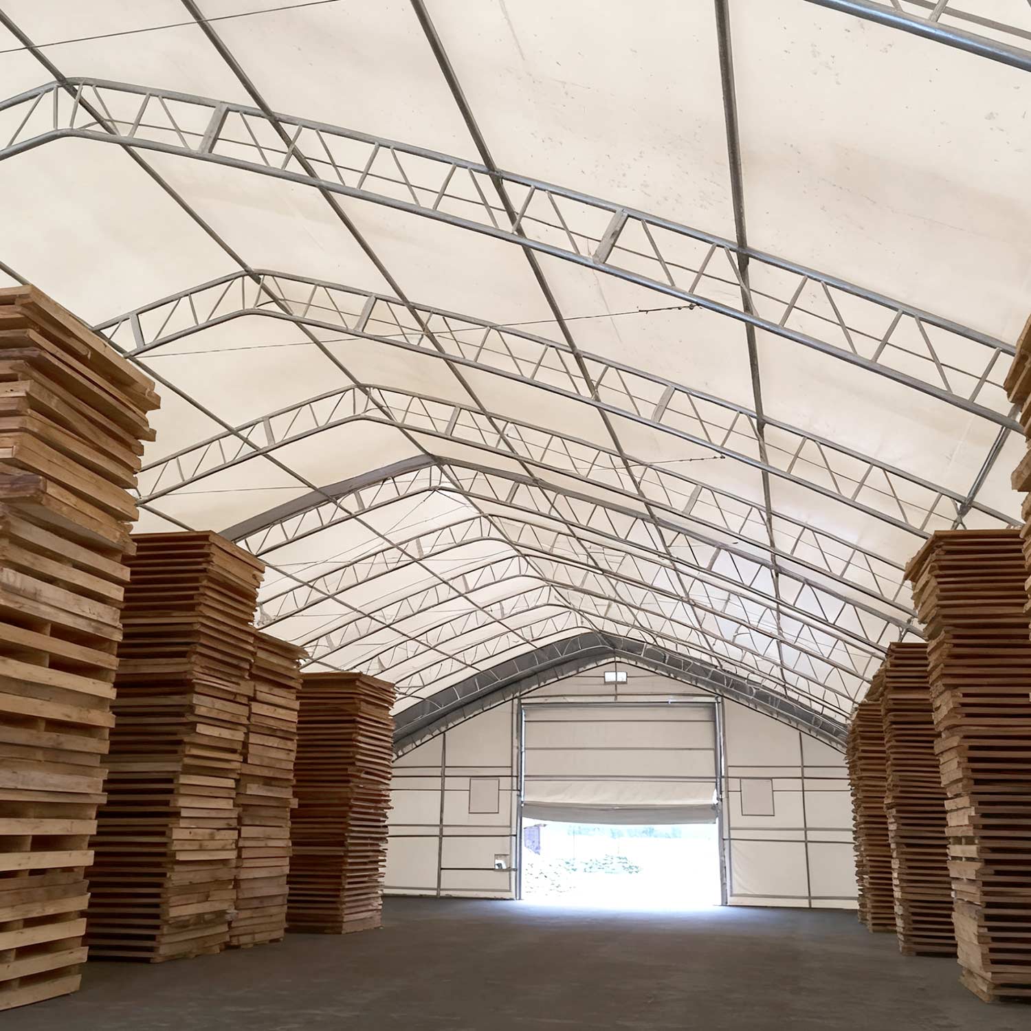 W50'xL100'xH23' Double Truss Storage Shelter