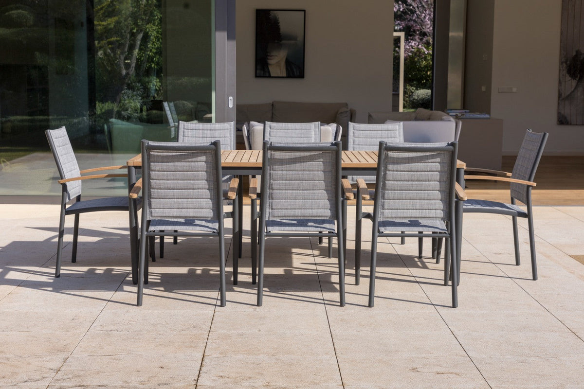 Topaz 78.7" Rectangular Outdoor Dining Table – FSC Teak & Aluminum