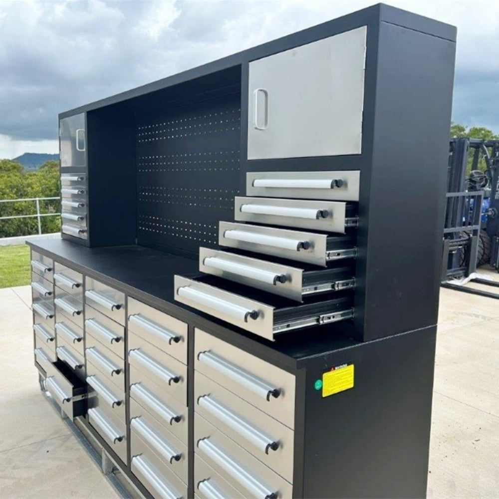 10ft Workbench Cabinet(30 Drawers, 2 Cabinets & 1 Pegboard)