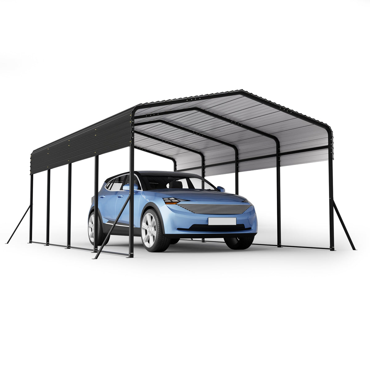 13' x 20' Heavy-Duty Metal Carport with Reinforced Steel Roof – Black
