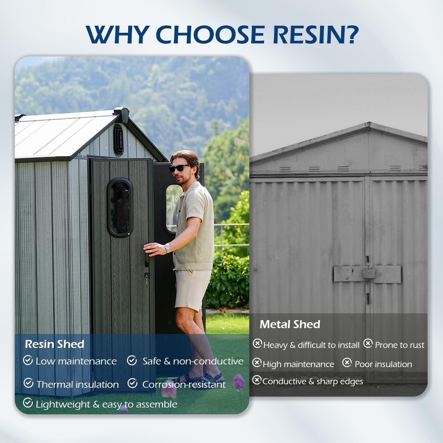8x16Ft Resin Outdoor Storage Shed with Carpet