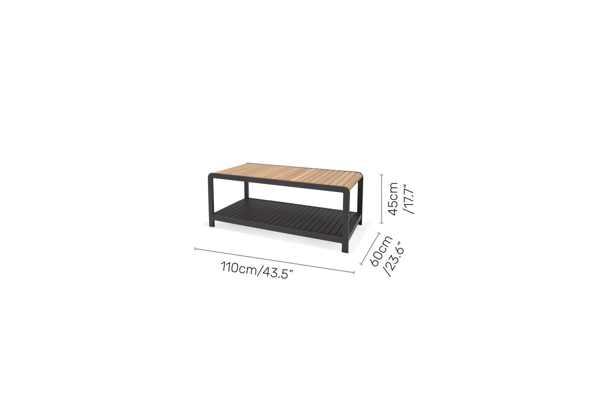 Amber Teak and Aluminum Rectangular Coffee Table - Home Outpost Supply