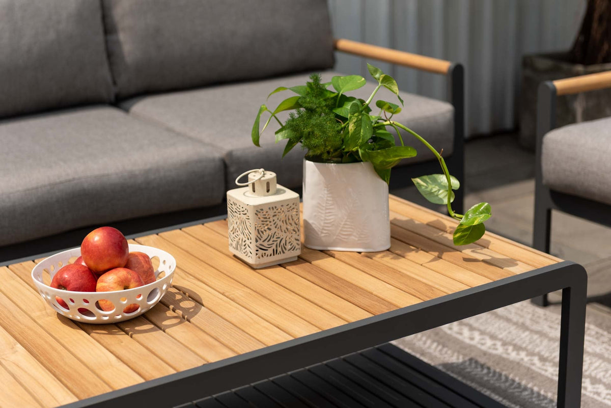 Amber Teak and Aluminum Rectangular Coffee Table - Home Outpost Supply